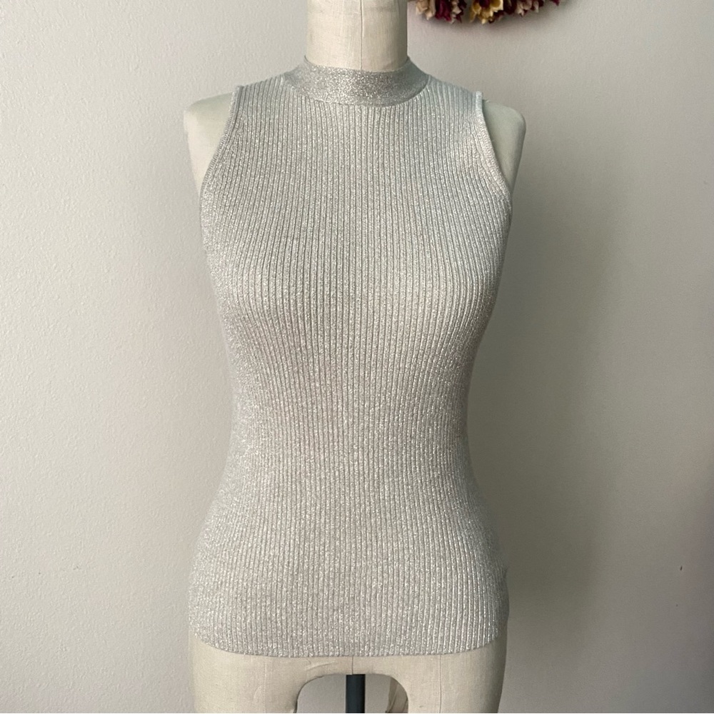 Anthropologie Ett:twa Gold Mock Neck Ribbed Top